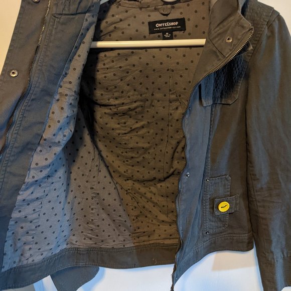 Light Fabric jacket with cute yellow buttons from ModCloth size Med - Picture 3 of 7